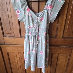 No Boundaries Gray and Pink Floral Dress